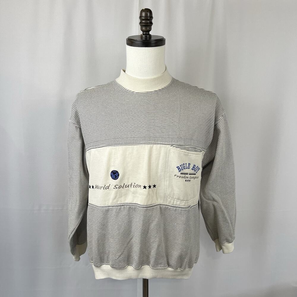 Bugle Boy VINTAGE RETRO 80-90S Unisex SZ M World Solution Freedom League Sweater